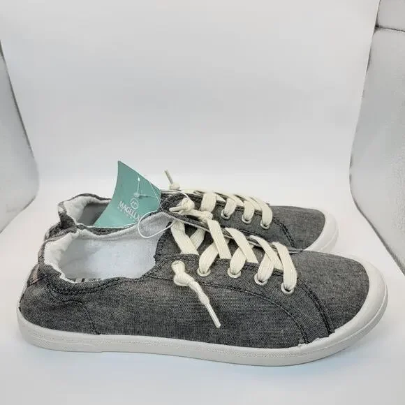 Magellan Outdoors Casual Shoes Womens 9B Gray Canvas Lace Up Comfort Sneaker - Picture 4 of 8